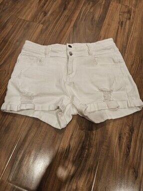 White Distressed High-Waist Women's Denim Shorts Size M